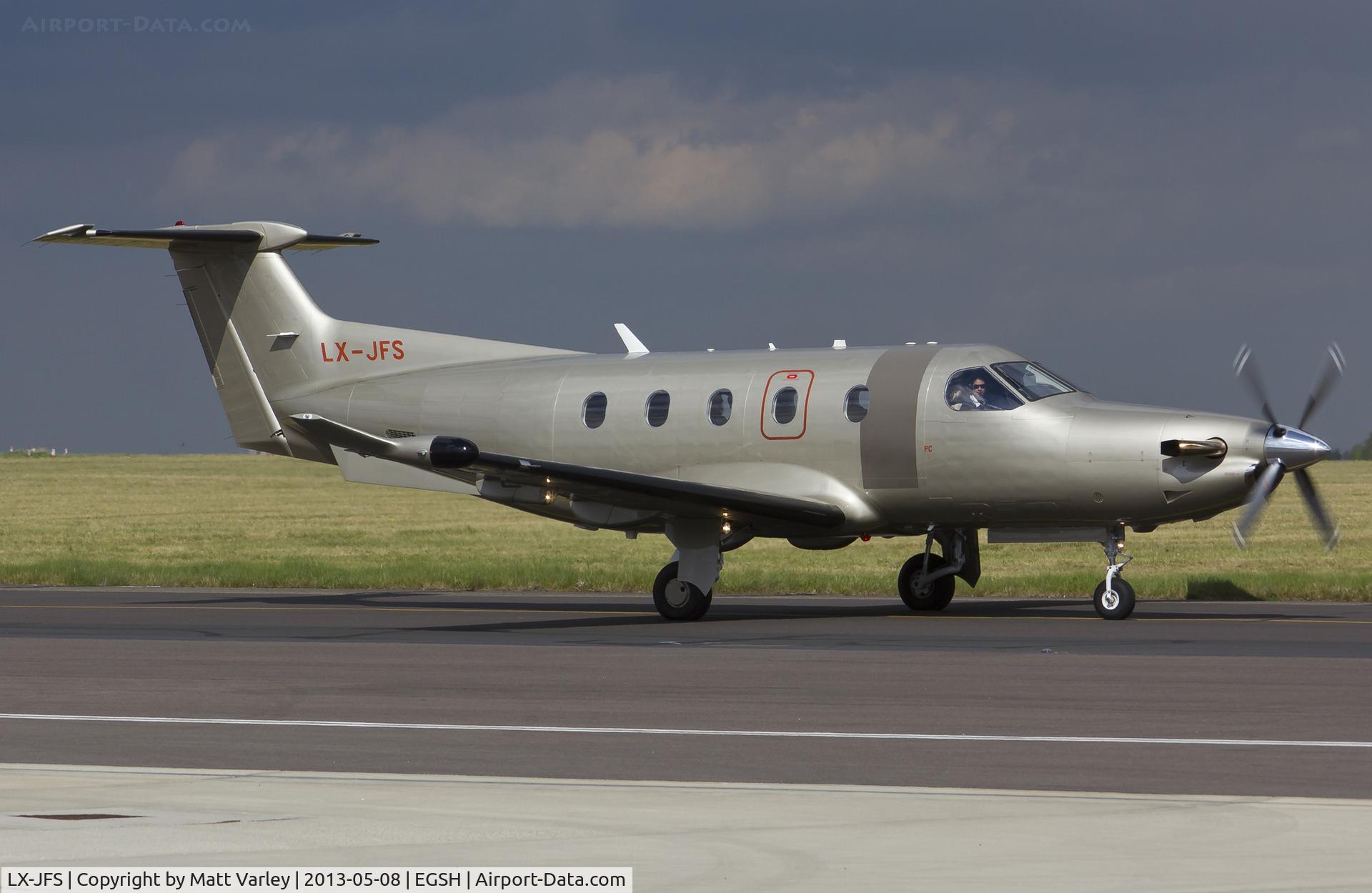 LX-JFS, 2011 Pilatus PC-12/47E C/N 1314, Arriving at SaxonAir.