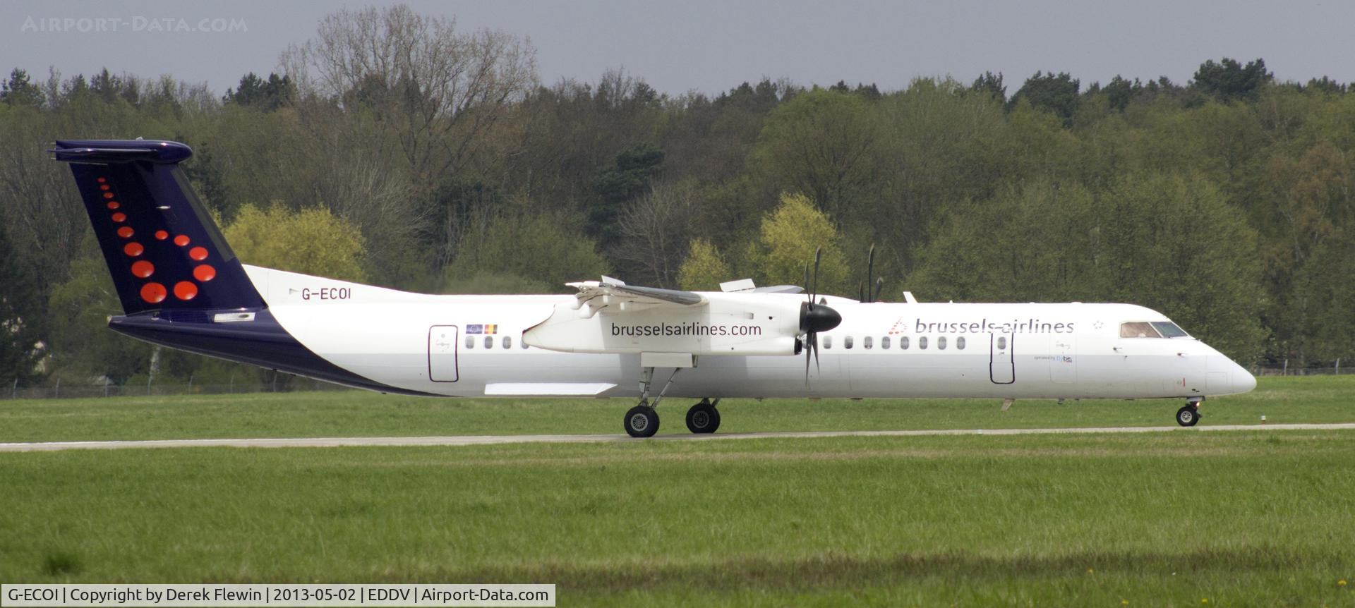 G-ECOI, 2008 De Havilland Canada DHC-8-402Q Dash 8 C/N 4224, Landing Runway 09L Hannover (EDDV).