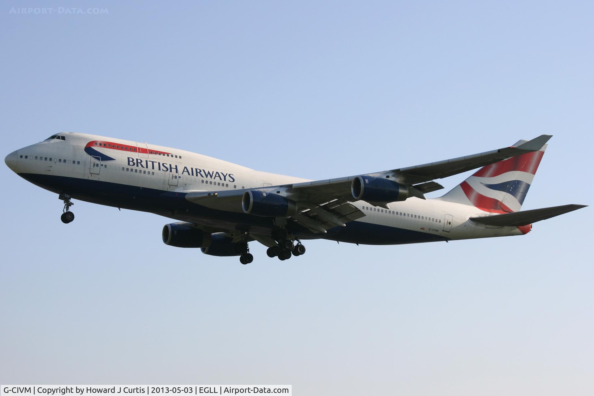 G-CIVM, 1997 Boeing 747-436 C/N 28700, British Airways, on approach to runway 27L.