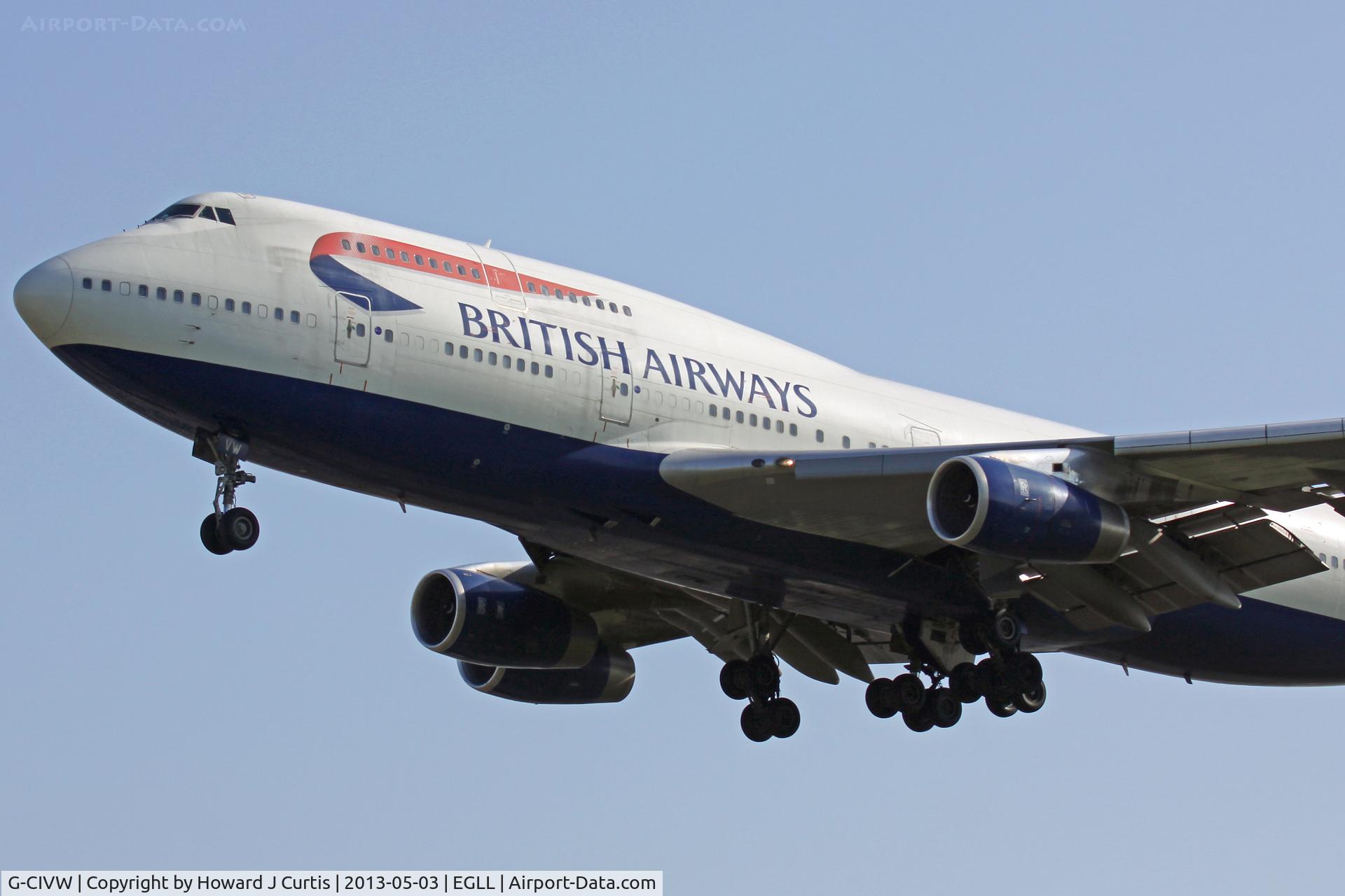 G-CIVW, 1998 Boeing 747-436 C/N 25822, British Airways, on approach to runway 27L.
