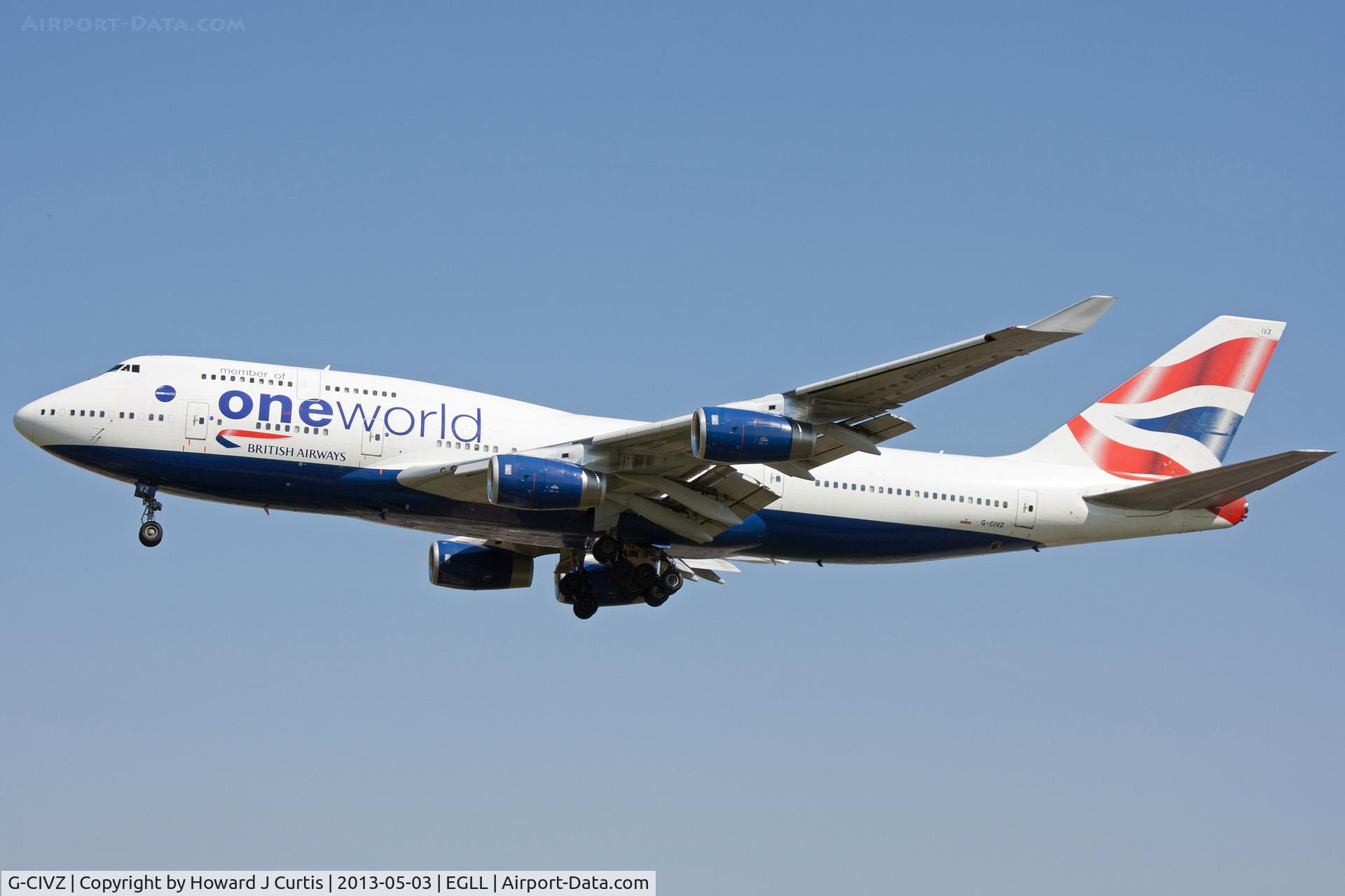 G-CIVZ, 1998 Boeing 747-436 C/N 28854, British Airways, on approach to runway 27L.