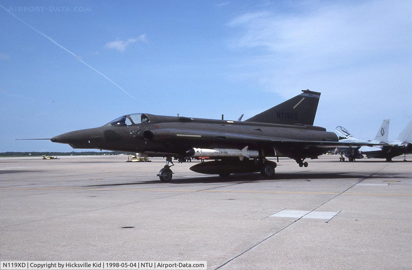 N119XD, 1972 Saab RF-35 Draken C/N 35-1119, This aircraft was used to train the fleet offshore. The white pod is an electronic pod.