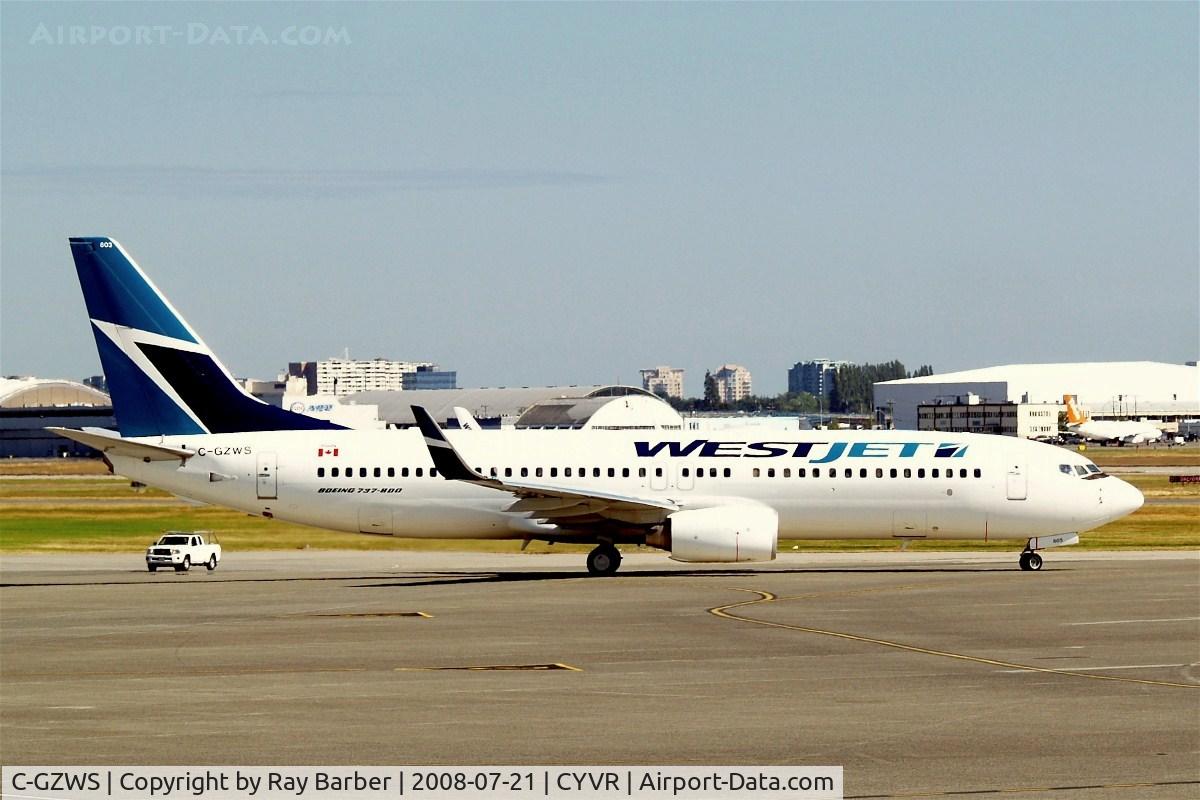 C-GZWS, 2005 Boeing 737-8CT C/N 32770, Boeing 737-8CT [32770] (Westjet) Vancouver~C 21/07/2008