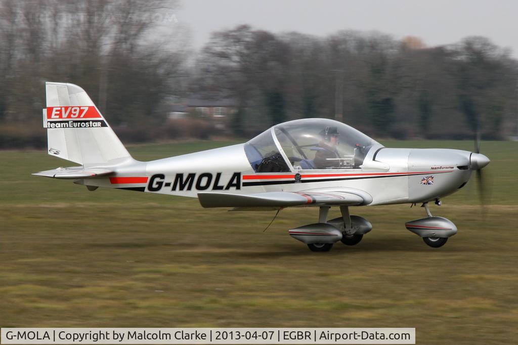 G-MOLA, 2012 Cosmik EV-97 TeamEurostar UK C/N 3937, Cosmik EV-97 Teameurostar UK at The Real Aeroplane Club's Spring Fly-In, Breighton Airfield, April 2013.