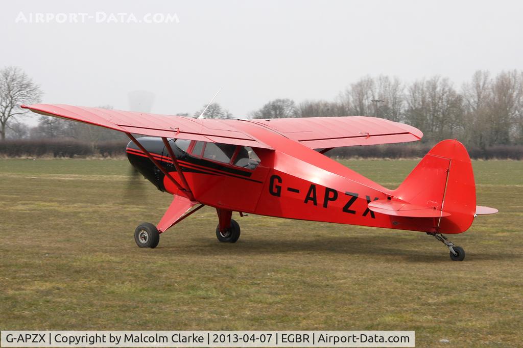 G-APZX, 1957 Piper PA-22-150 Caribbean C/N 22-5181, Piper PA-22-150 Carribean at The Real Aeroplane Club's Spring Fly-In, Breighton Airfield, April 2013.