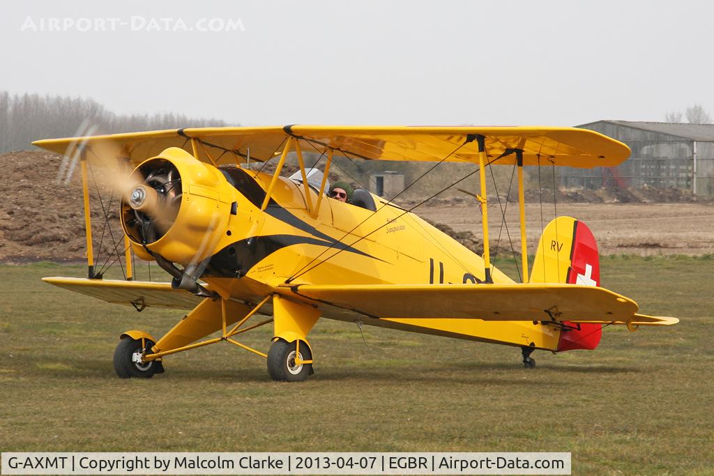 G-AXMT, 1938 Bucker Bu-133C Jungmeister C/N 46, Doflug Bu-133C Jungmeister at The Real Aeroplane Company's Spring Fly-In, Breighton Airfield, April 2013.
