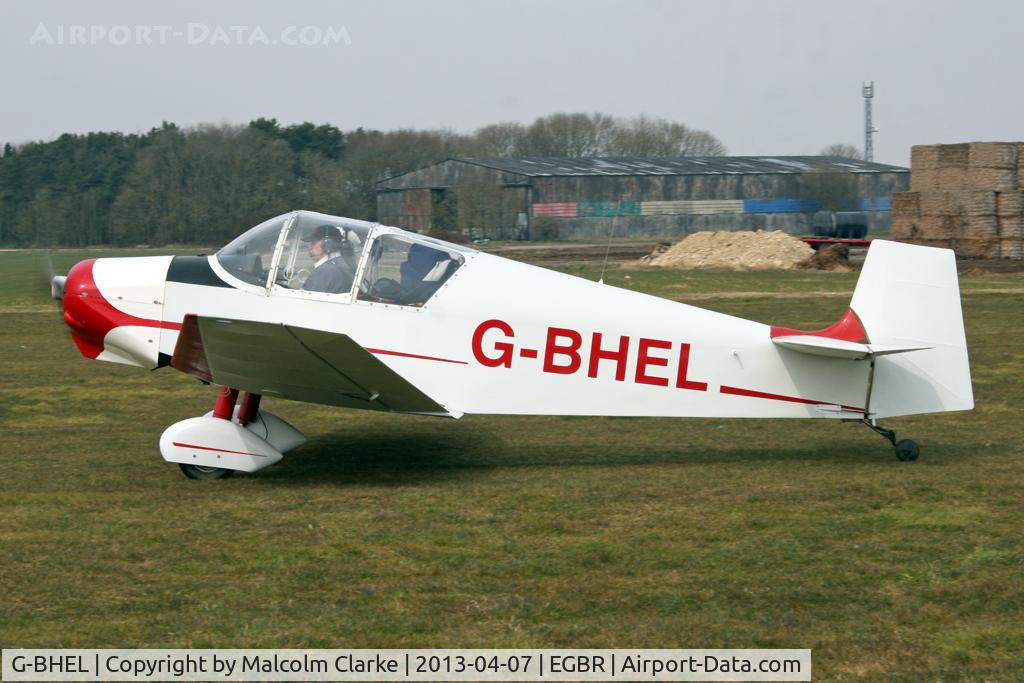 G-BHEL, 1957 SAN Jodel D-117 C/N 735, SAN Jodel D-117 at The Real Aeroplane Club's Spring Fly-In, Breighton Airfield, April 2013.