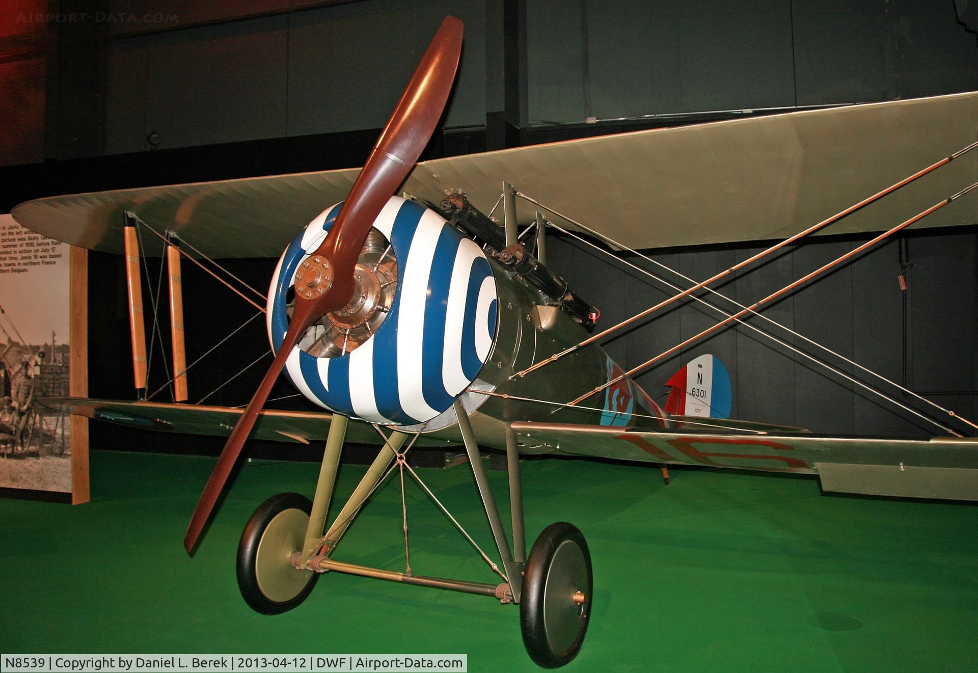 N8539, Nieuport 28 C.1 Replica C/N 7171-2-19, This replica contains many parts from an actual aircraft.