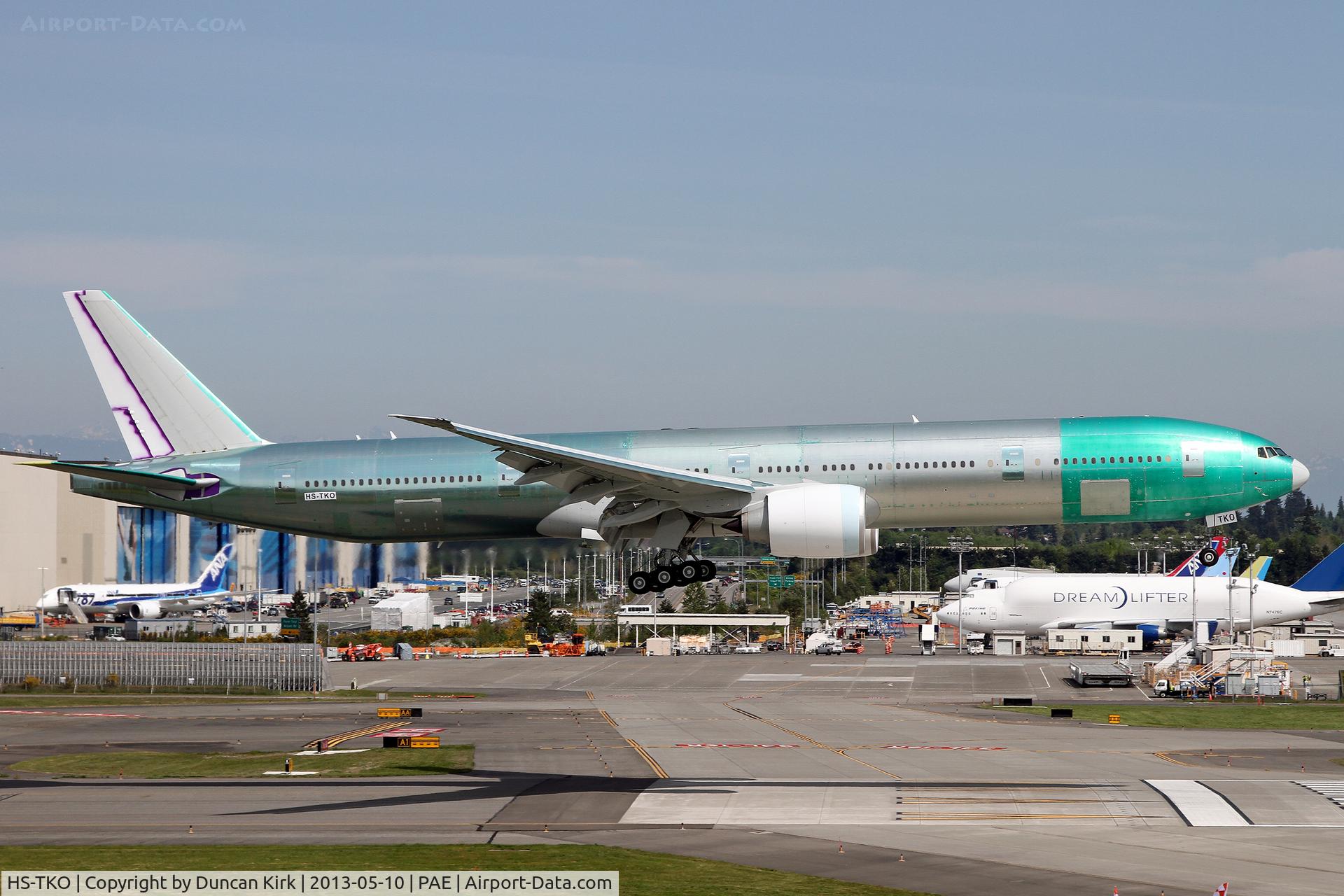 HS-TKO, 2013 Boeing 777-3AL/ER C/N 41524, Greeny on a test flight