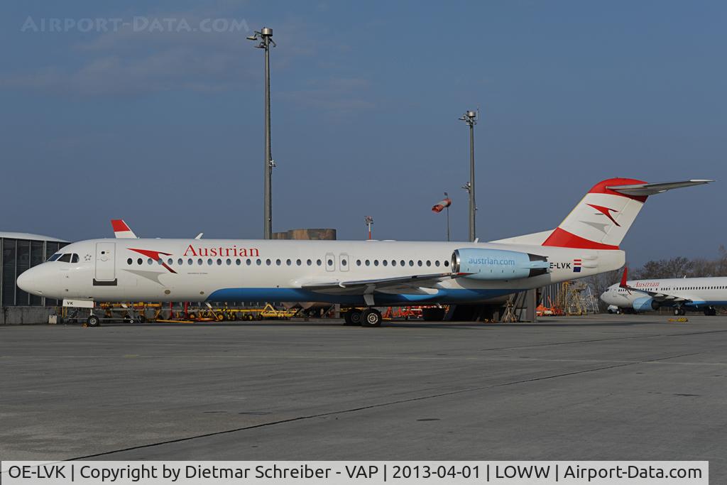 OE-LVK, 1992 Fokker 100 (F-28-0100) C/N 11397, Austrian Airlines Fokker 100 with Tyrolean Airways sticker