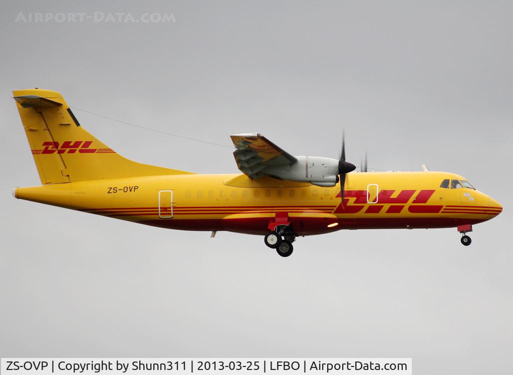 ZS-OVP, 1988 ATR 42-300 C/N 088, Landing rwy 32L after big maintenance at LFBF...
