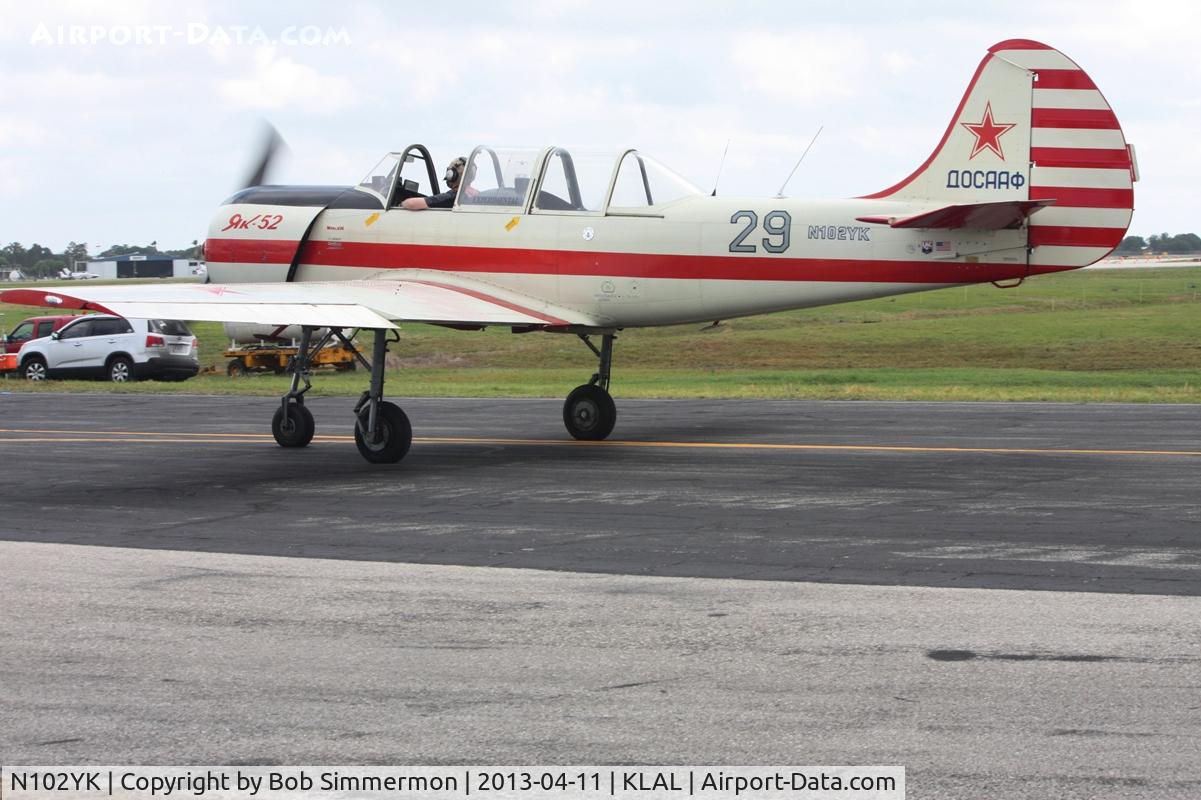 N102YK, 1991 Yakovlev Yak-52 C/N 9111309, Sun N Fun 2013 - Lakeland, FL