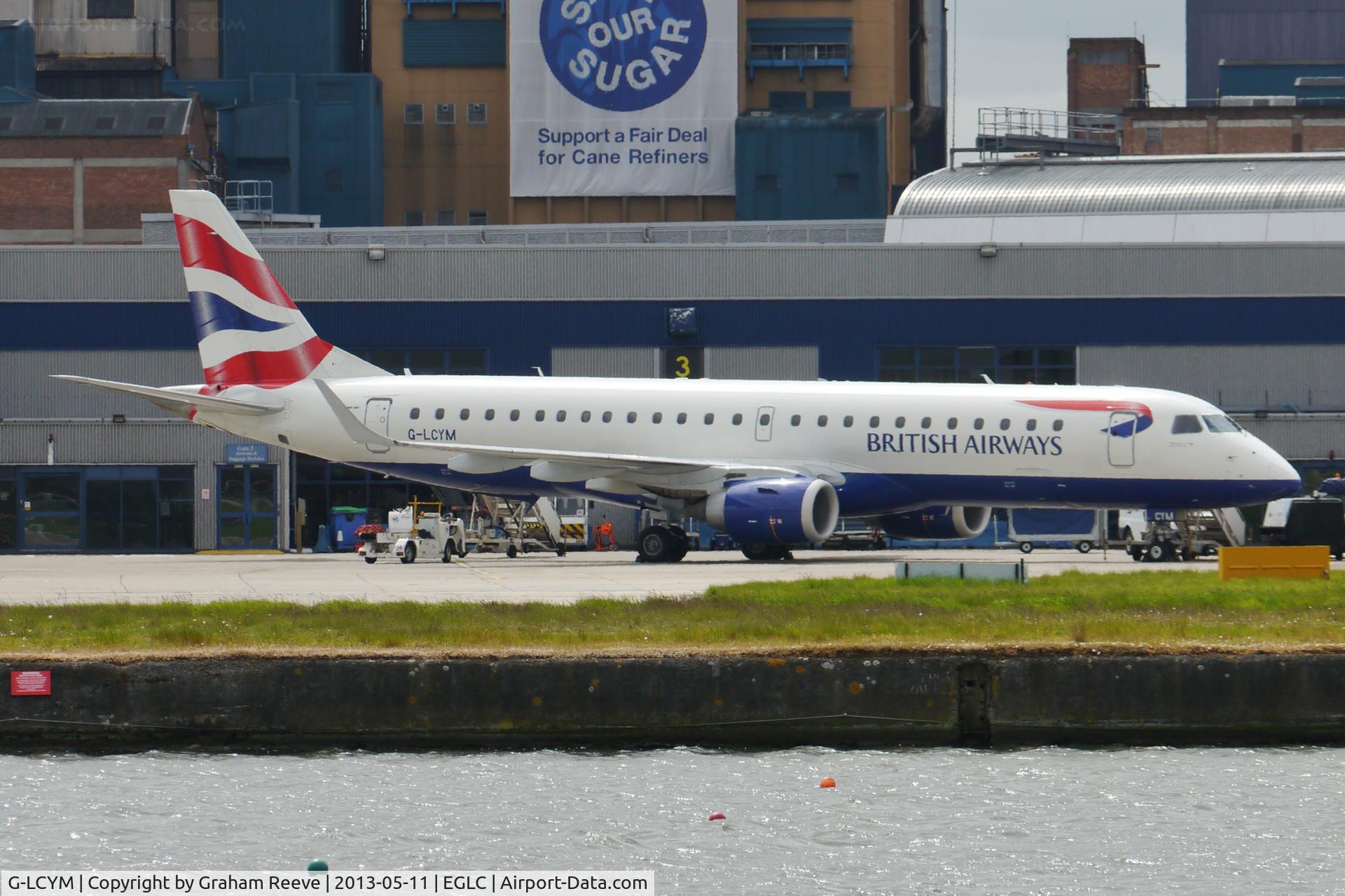 G-LCYM, 2010 Embraer 190SR (ERJ-190-100SR) C/N 19000351, Parked at London City airport.