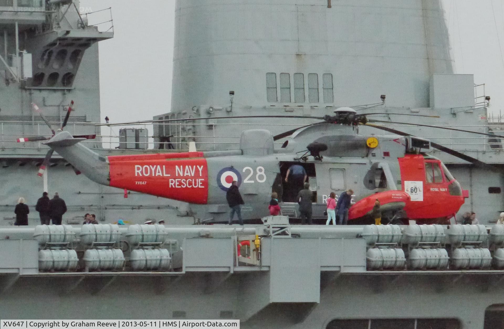 XV647, Westland Sea King HU.5 C/N WA635, Seen on HMS Illustrious whilst at Greenwich.