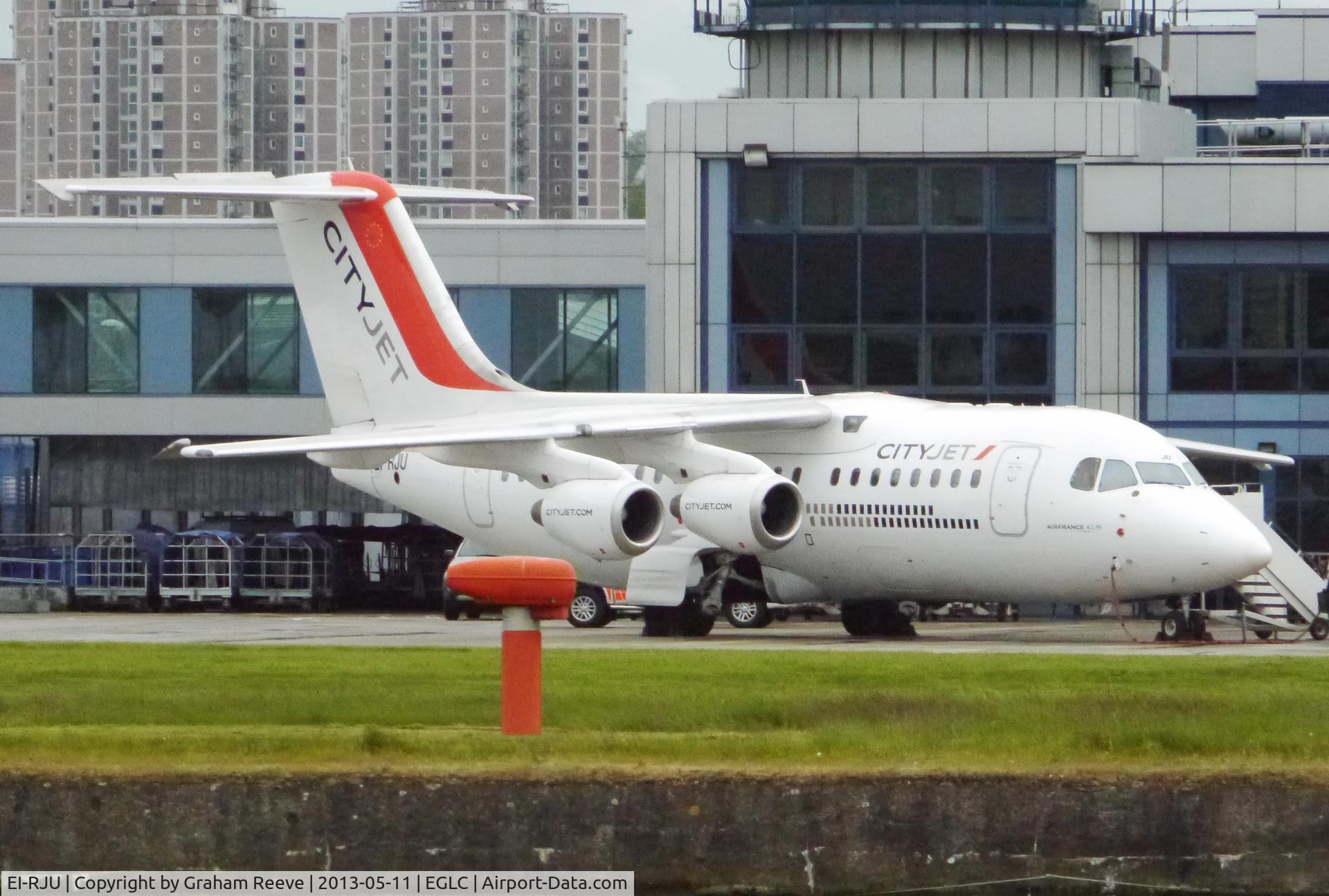 EI-RJU, 2000 British Aerospace Avro 146-RJ85A C/N E2367, Parked at London City airport.