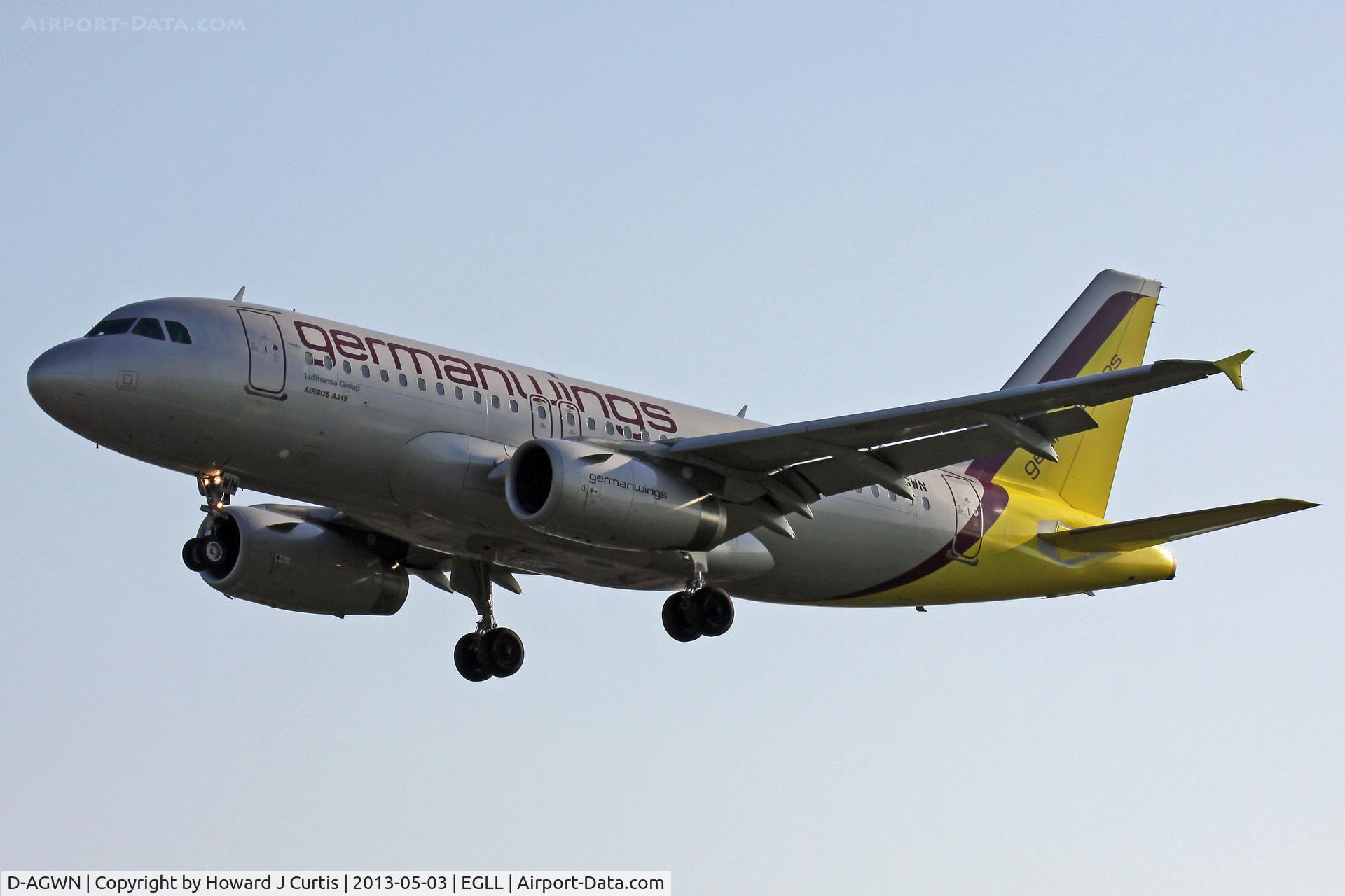 D-AGWN, 2009 Airbus A319-132 C/N 3841, Germanwings, on approach to runway 27L.