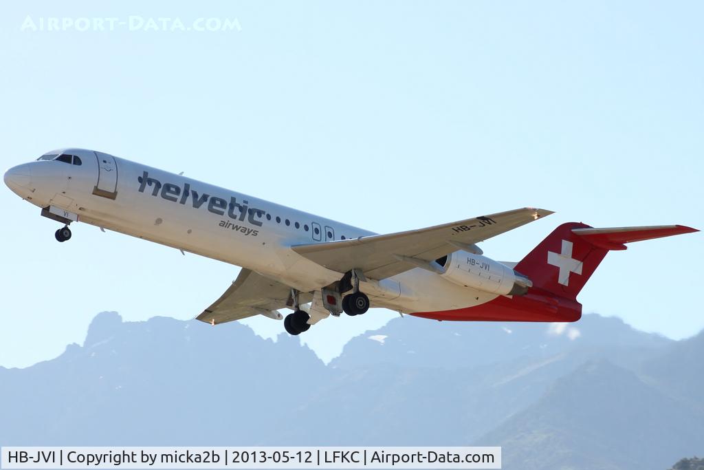 HB-JVI, 1990 Fokker 100 (F-28-0100) C/N 11325, Take off for Zurich