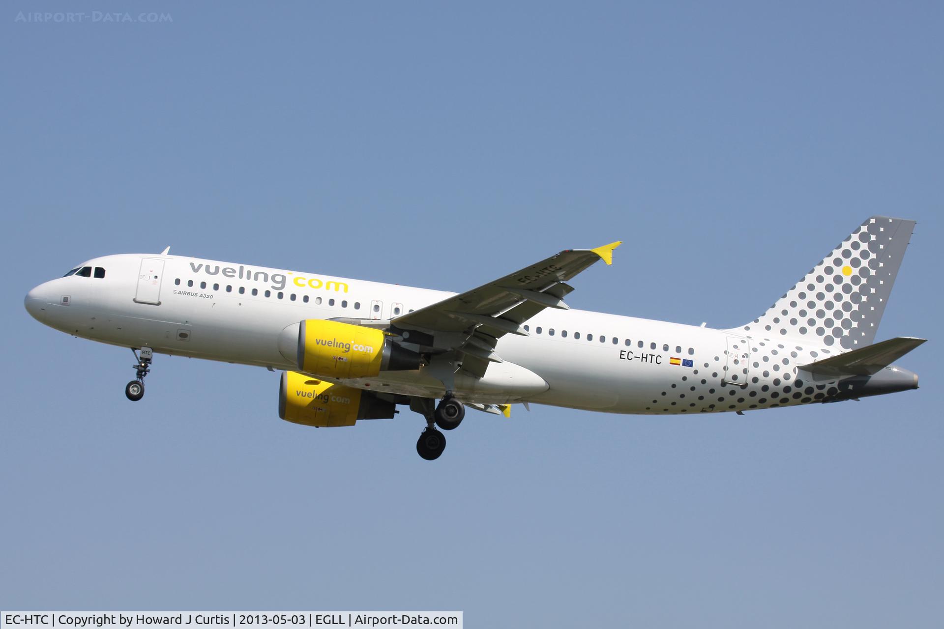 EC-HTC, 2001 Airbus A320-214 C/N 1540, Vueling, on finals for runway 27L.
