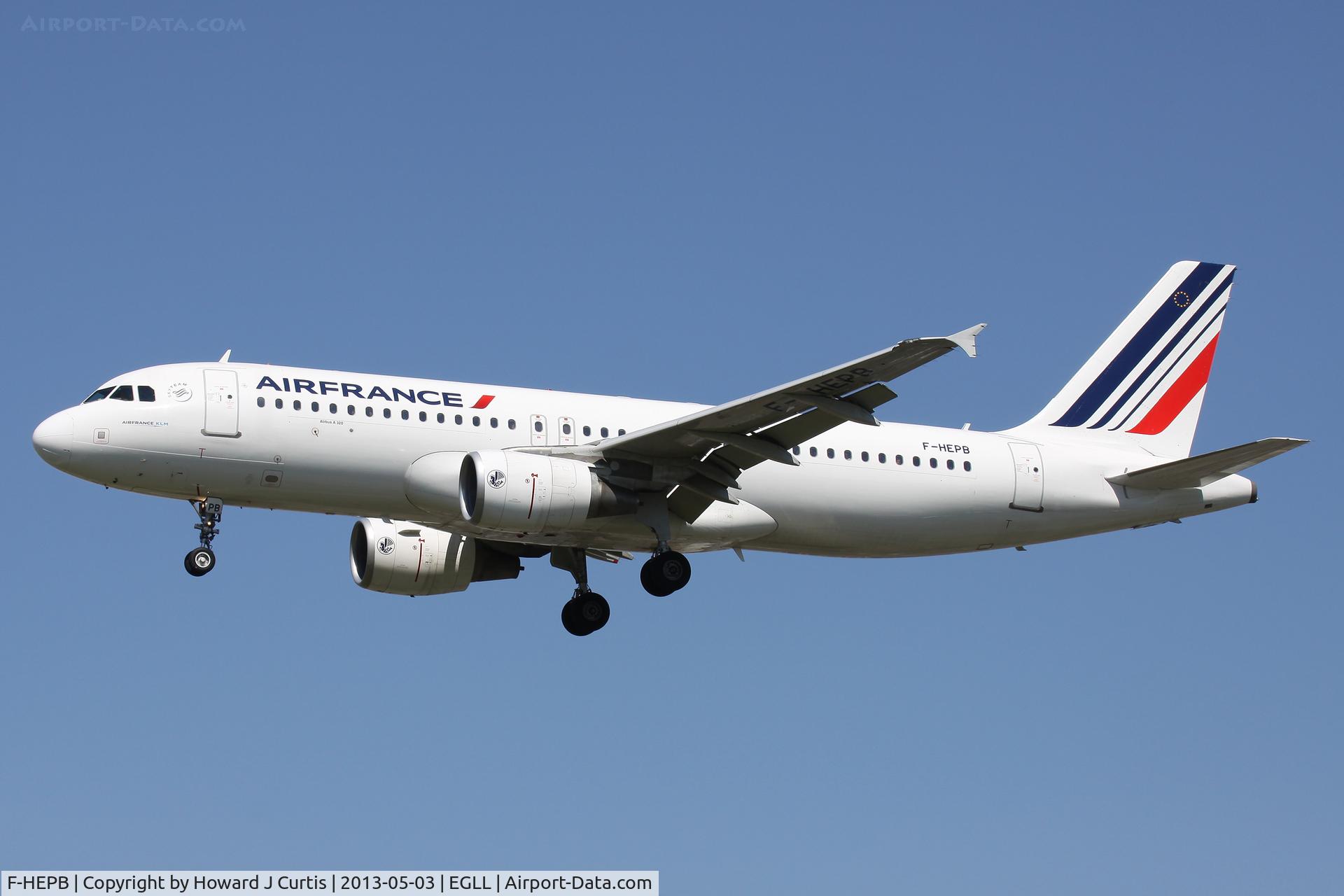 F-HEPB, 2010 Airbus A320-214 C/N 4241, Air France, on finals for runway 27L.