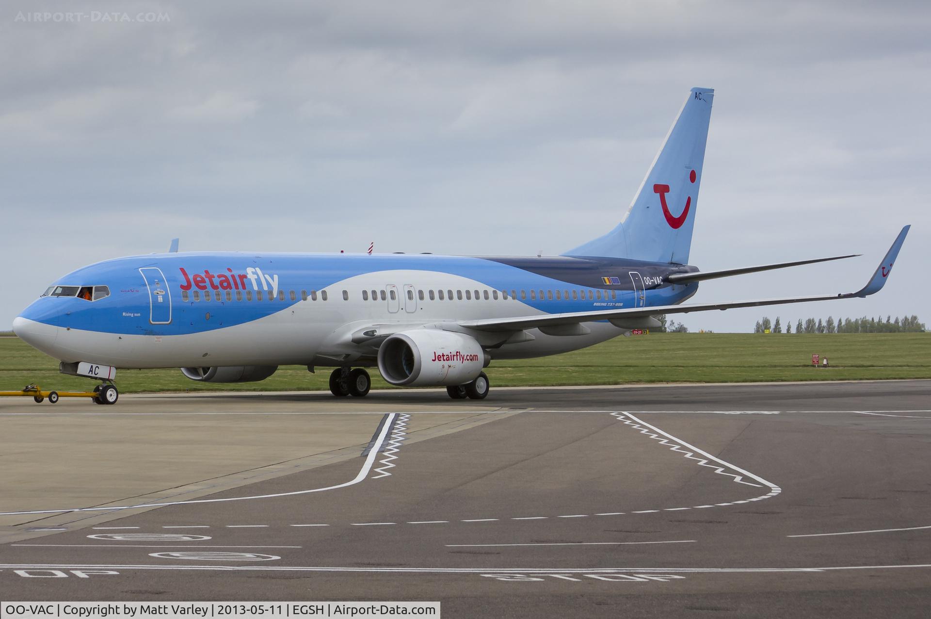 OO-VAC, 2003 Boeing 737-8BK C/N 33014, Being pulled to stand 6...