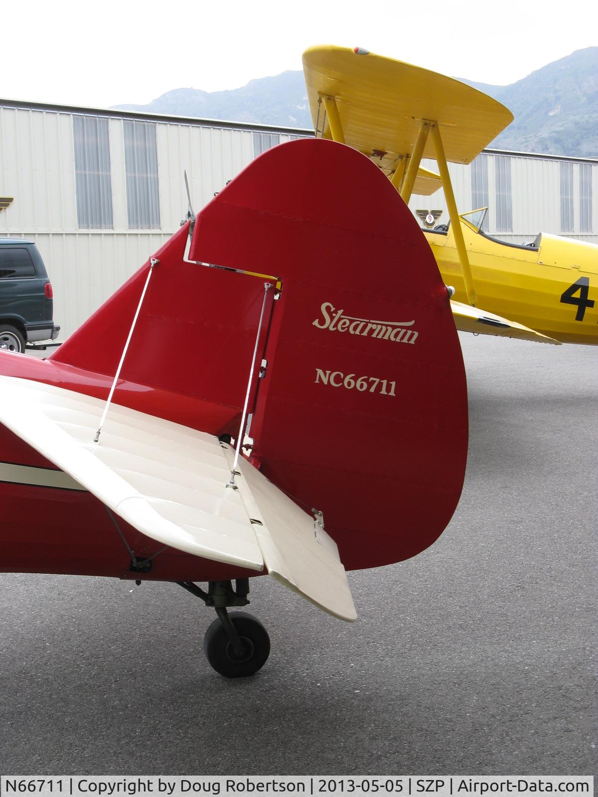 N66711, 1941 Boeing IB75A C/N 75-1675, 1941 Boeing Stearman IB75A, Jacobs R755B2 275 Hp upgrade, tail logo