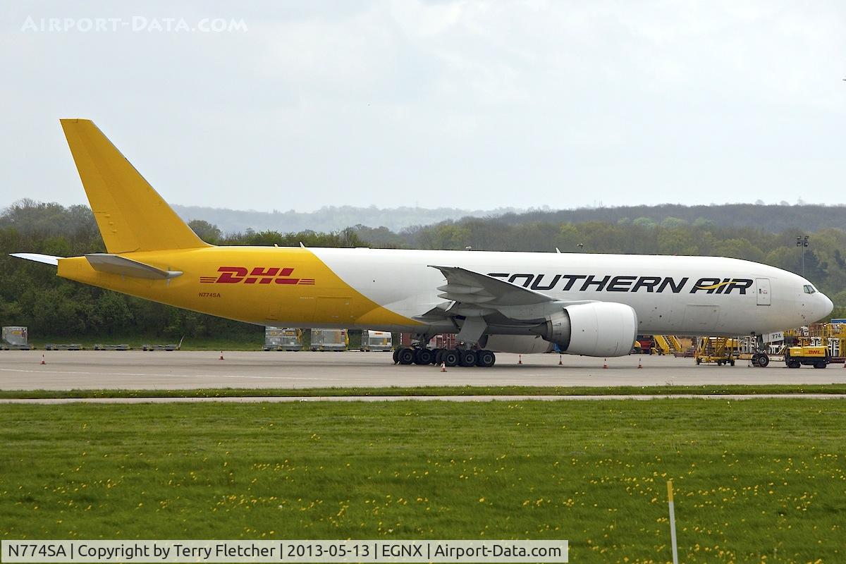 N774SA, 2010 Boeing 777-FZB C/N 37986, Southern Air / DHL's B777F at East Midlands with freight  flight   to/from Leipzig