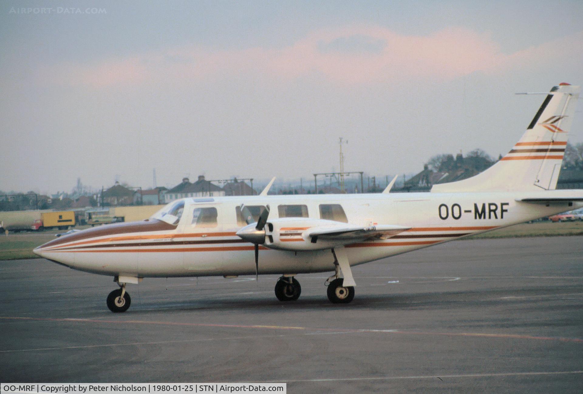 OO-MRF, 1978 Piper Aerostar 601P C/N 61P-0554-238, Aerostar 601P visiting Stansted in January 1980.