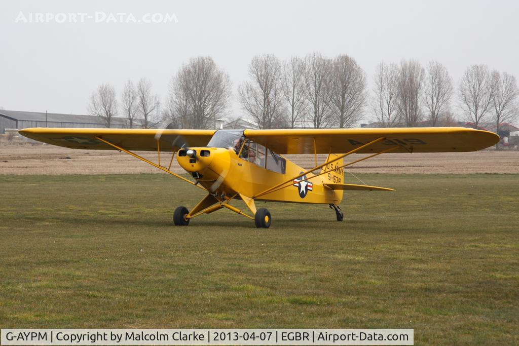 G-AYPM, 1951 Piper L-18C Super Cub C/N 18-1373, Piper L-18C Super Cub at The Real Aeroplane Club's Spring Fly-In, Breighton Airfield, April 2013.