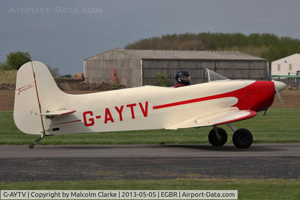 G-AYTV, 1971 Jurca MJ-2D Tempete C/N PFA 2002, Jurca Tempete at The Real Aeroplane Club's May-hem Fly-In, Breighton Airfield, May 2013.