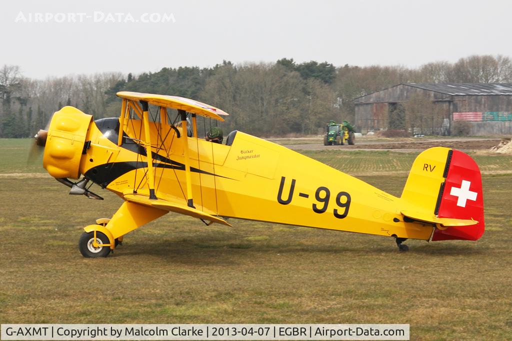 G-AXMT, 1938 Bucker Bu-133C Jungmeister C/N 46, Doflug Bu-133C Jungmeister at The Real Aeroplane Company's Spring Fly-In, Breighton Airfield, April 2013.