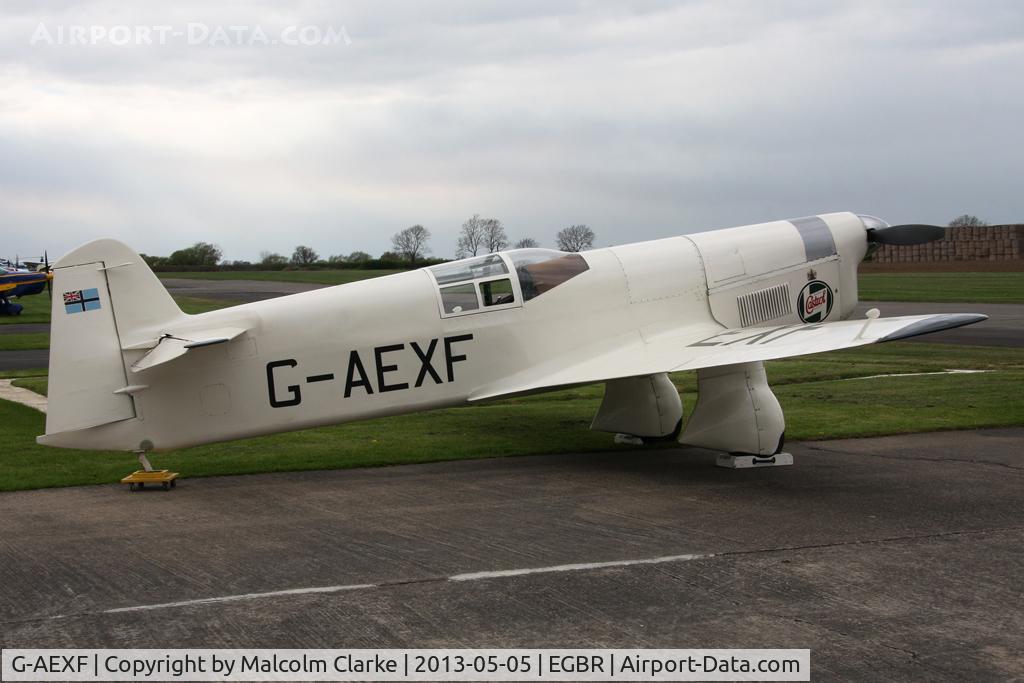 G-AEXF, 1936 Percival E-2H Mew Gull C/N E22, Percival E-2H Mew Gull at The Real Aeroplane Club's May-hem Fly-In, Breighton Airfield, May 2013.
