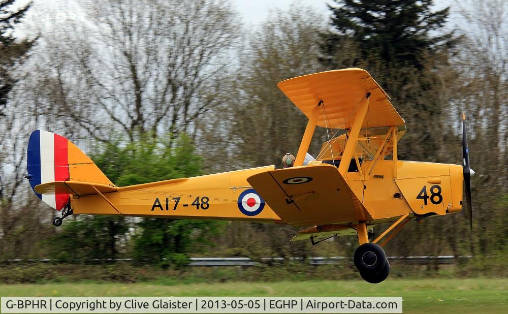 G-BPHR, 1940 De Havilland Australia DH-82A Tiger Moth C/N DHA45, Originally in private hands in January 1989 and currently with and a trustee of, A17-48 Group since January 2003. In the colours of, 