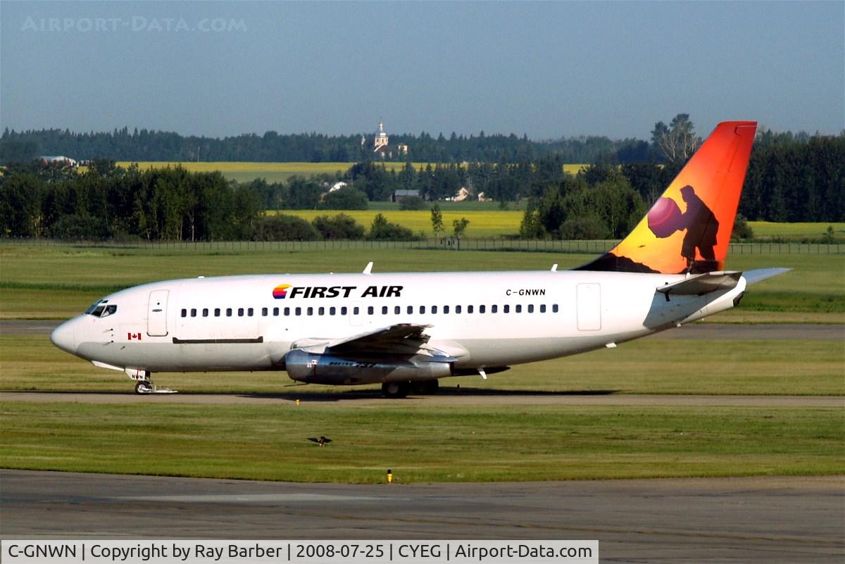 C-GNWN, Boeing 737-210C C/N 21067, Boeing 737-210C [21067] (First Air) Edmonton-International~C 25/07/2008. This was written off after crashing into a hillside 5 miles from Resolute Airport~C in low visibility on 20-08-2011. 12 people perished.