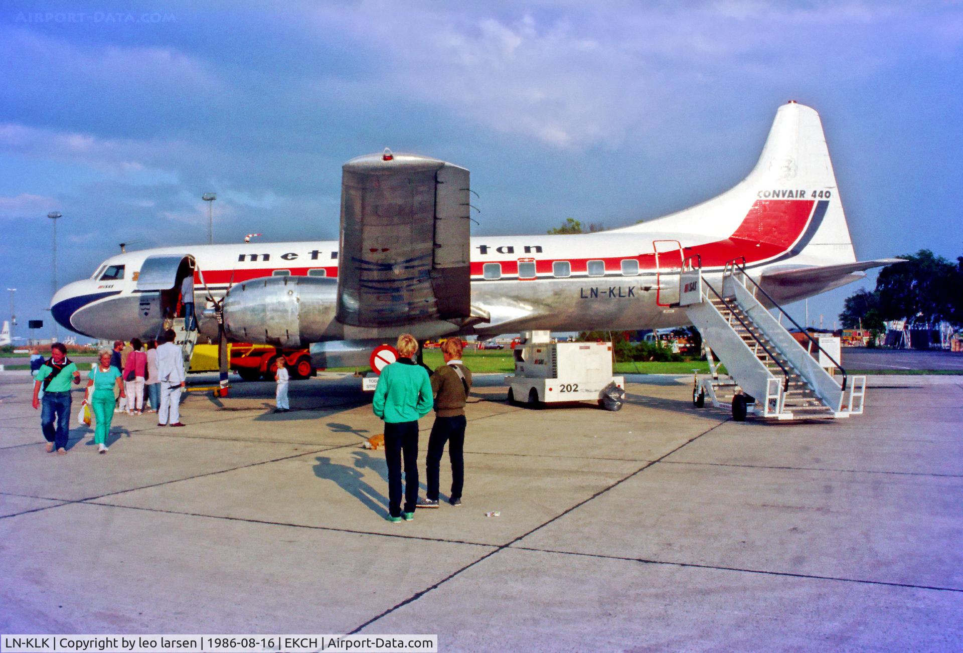 LN-KLK, 1956 Convair 440-75 Metropolitan C/N 357, Copenhagen Kastrup 16.8.86
