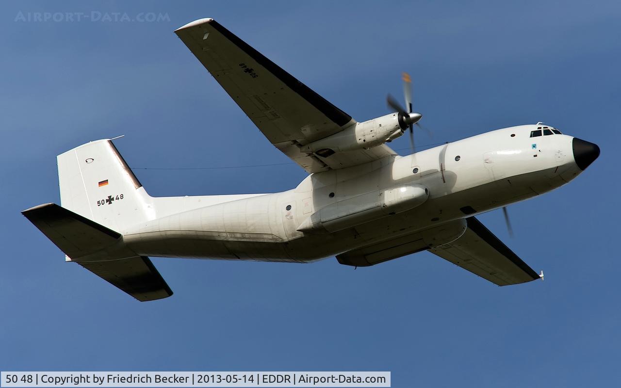 50 48, Transall C-160D C/N D70, midfield crossing prior touchdown at Saarbrücken