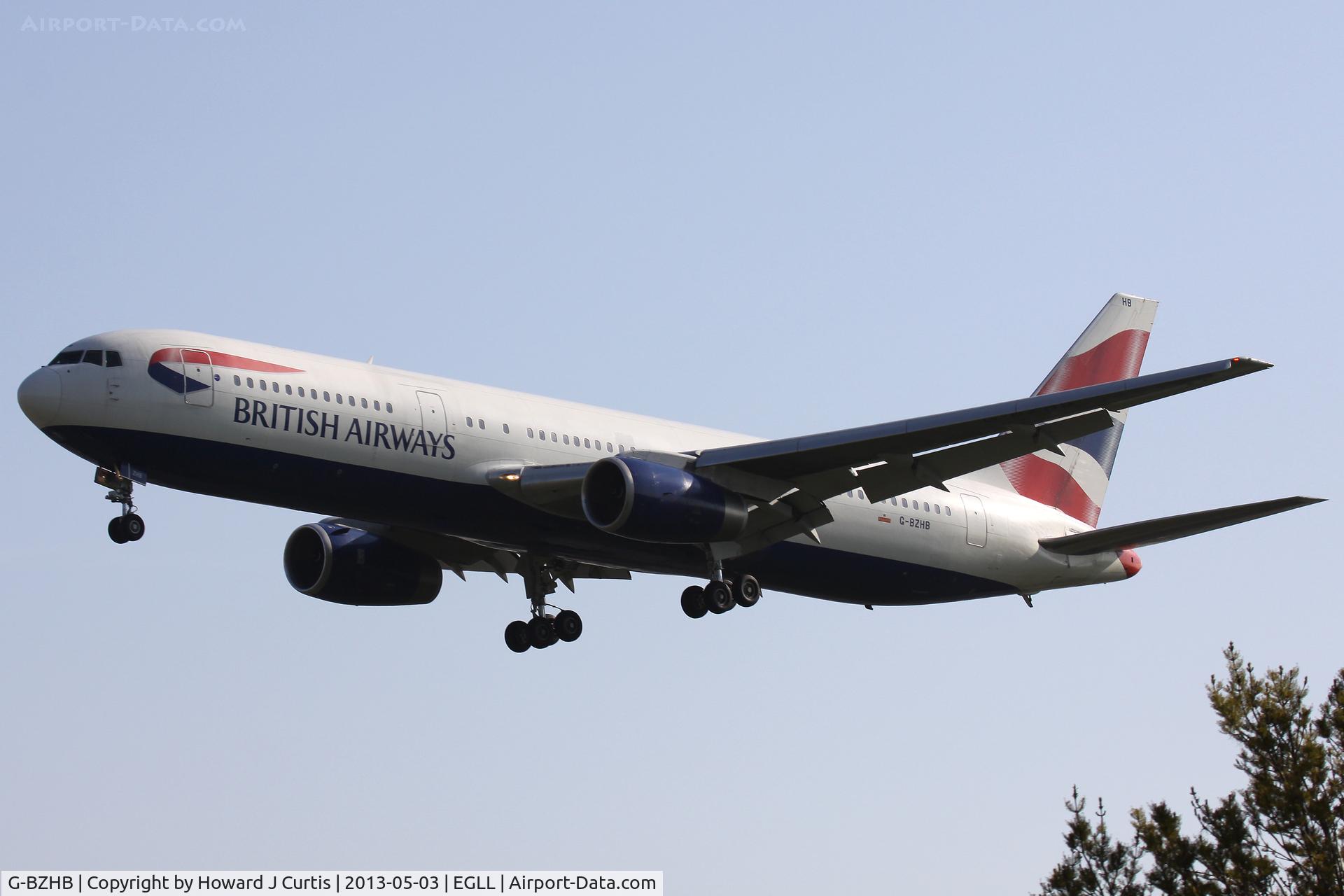 G-BZHB, 1998 Boeing 767-336 C/N 29231, British Airways, on finals for runway 27L.