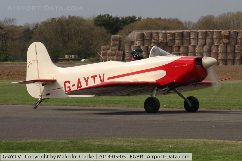 G-AYTV, 1971 Jurca MJ-2D Tempete C/N PFA 2002, Cessna 150M  at The Real Aeroplane Club's May-hem Fly-In, Breighton Airfield, May 2013.