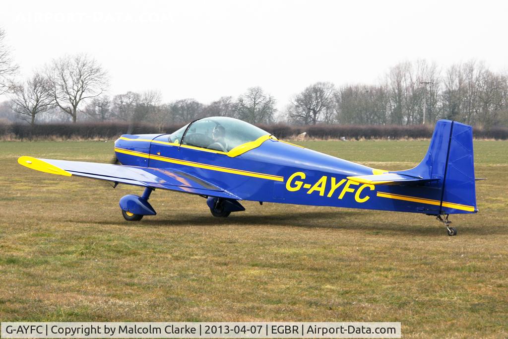 G-AYFC, 1970 Rollason Druine D-62B Condor C/N RAE/644, Rollason Druine D-62B Condor at The Real Aeroplane Club's Spring Fly-In, Breighton Airfield, April 2013.