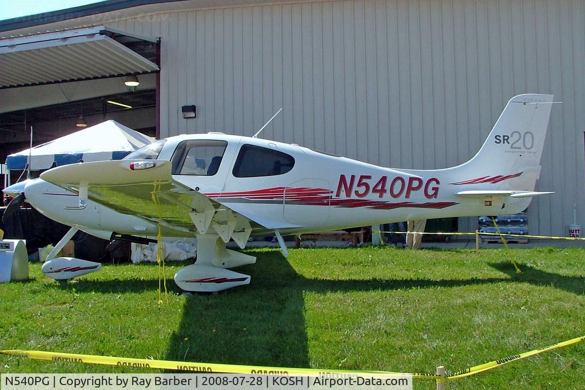 N540PG, 2008 Cirrus SR20 C/N 1998, Cirrus Design SR-20 [1998] Oshkosh-Wittman Regional~N 28/07/2008