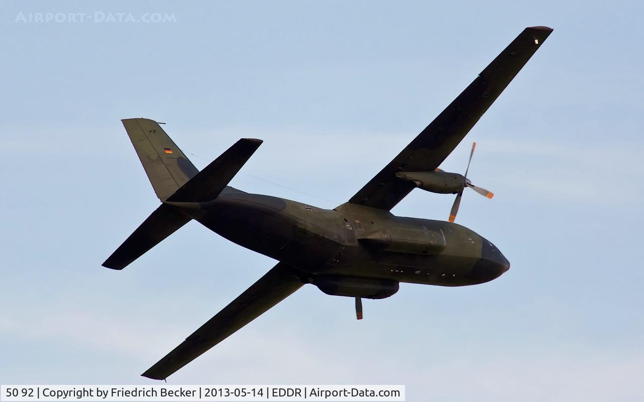 50 92, Transall C-160D C/N D129, midfield crossing prior touchdown at Saarbrücken