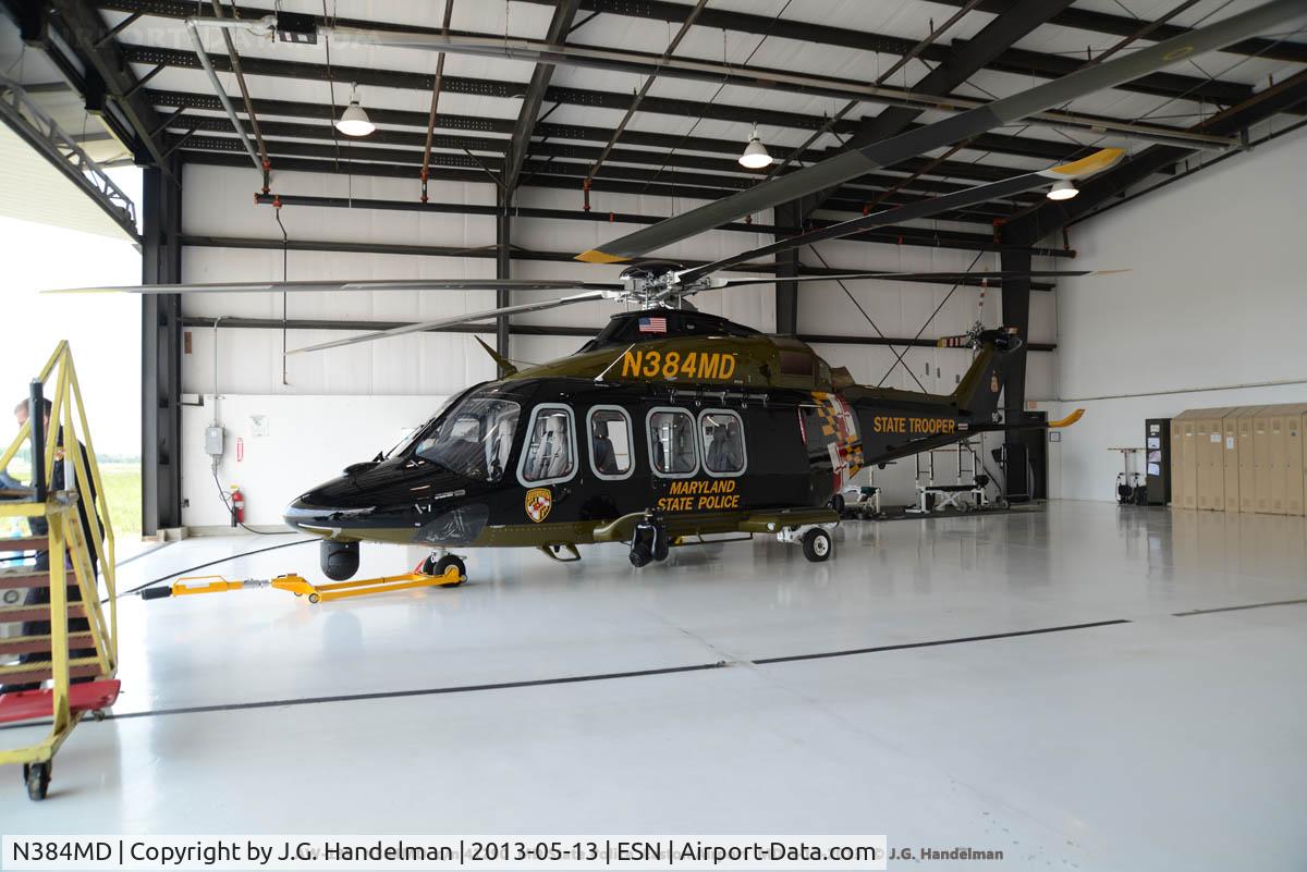 N384MD, 2013 AgustaWestland AW-139 C/N 41290, In hangar at ESN.