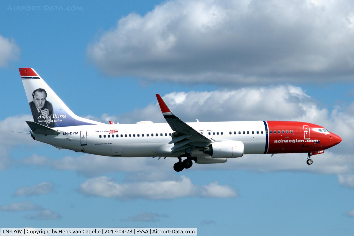 LN-DYM, 2011 Boeing 737-8JP C/N 39005, Norwegian Air Shuttle Boeing 737-800 on final approach to Stockholm Arlanda airport, Sweden.