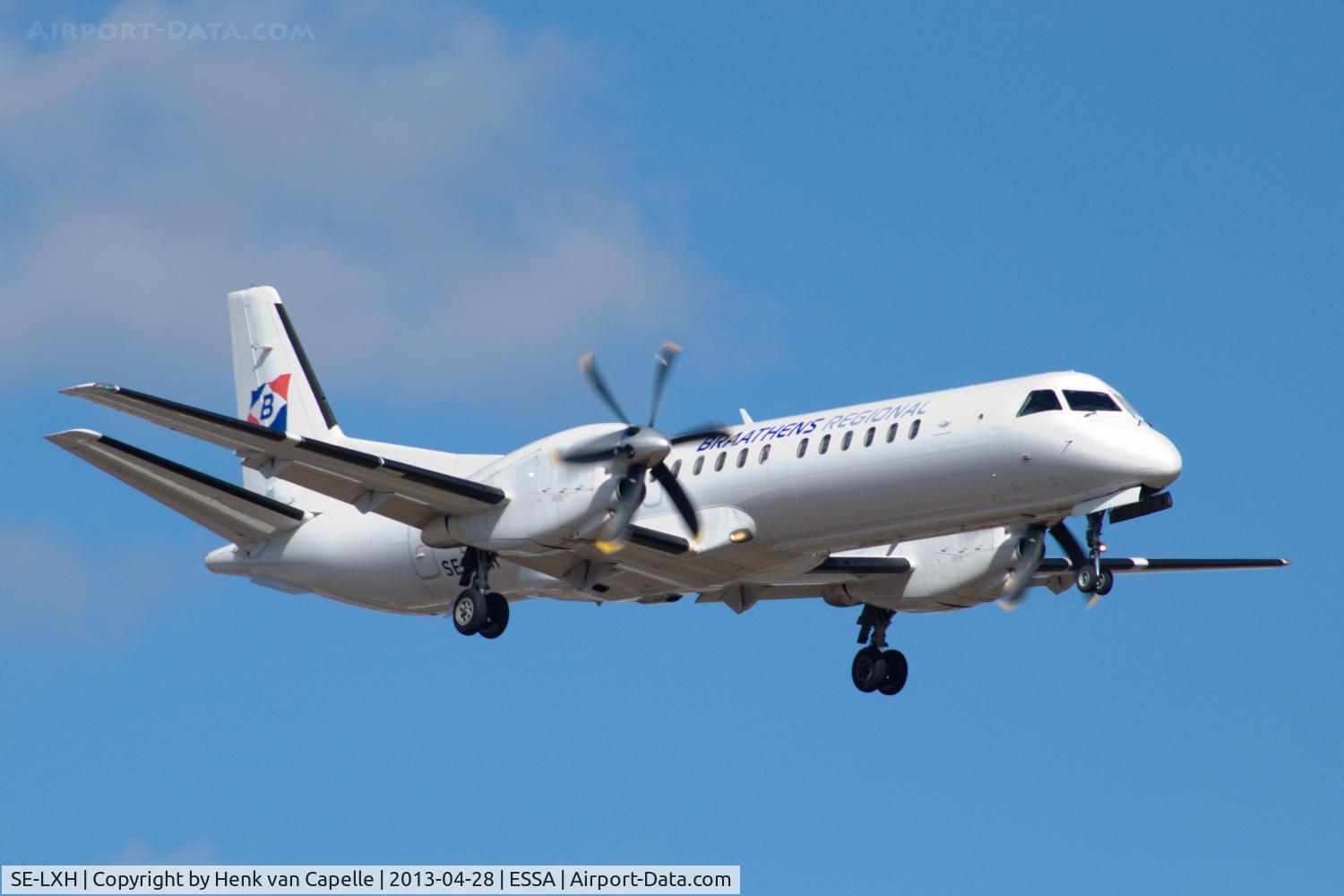 SE-LXH, 1993 Saab 2000 C/N 2000-007, Braathens Regional Saab 2000 on final approach to Stockholm Arlanda airport, Sweden.