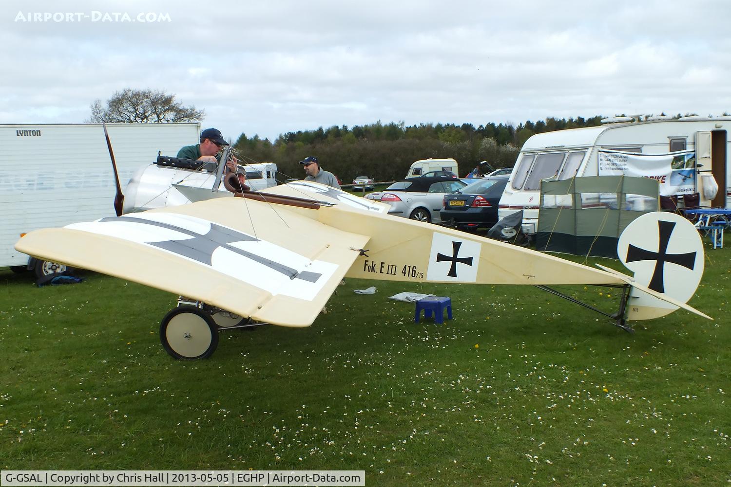 G-GSAL, 2008 Fokker EIII Replica C/N GS-101, at the LAA Microlight Trade Fair, Popham