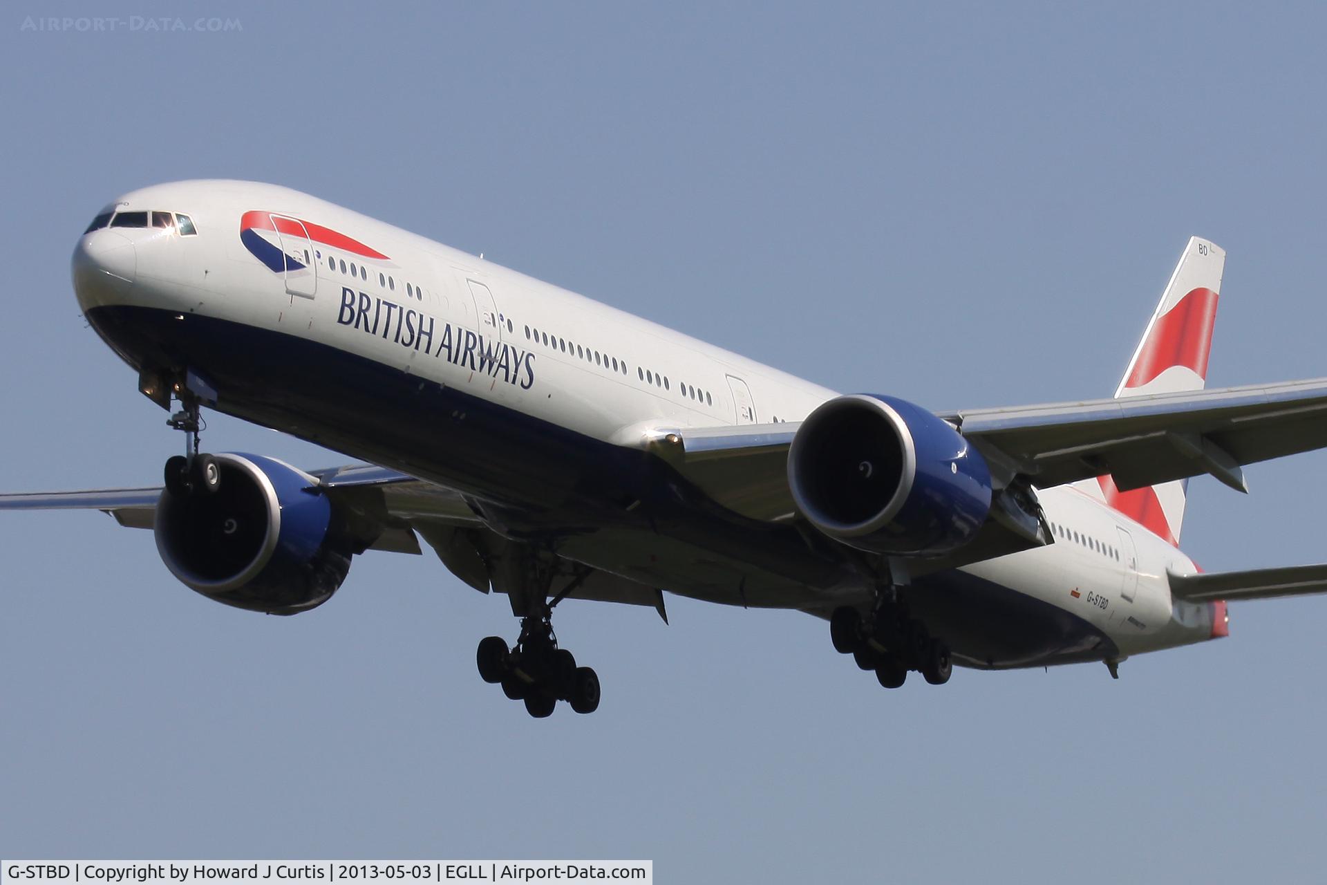 G-STBD, 2011 Boeing 777-36N/ER C/N 38695, British Airways, on approach to runway 27L.
