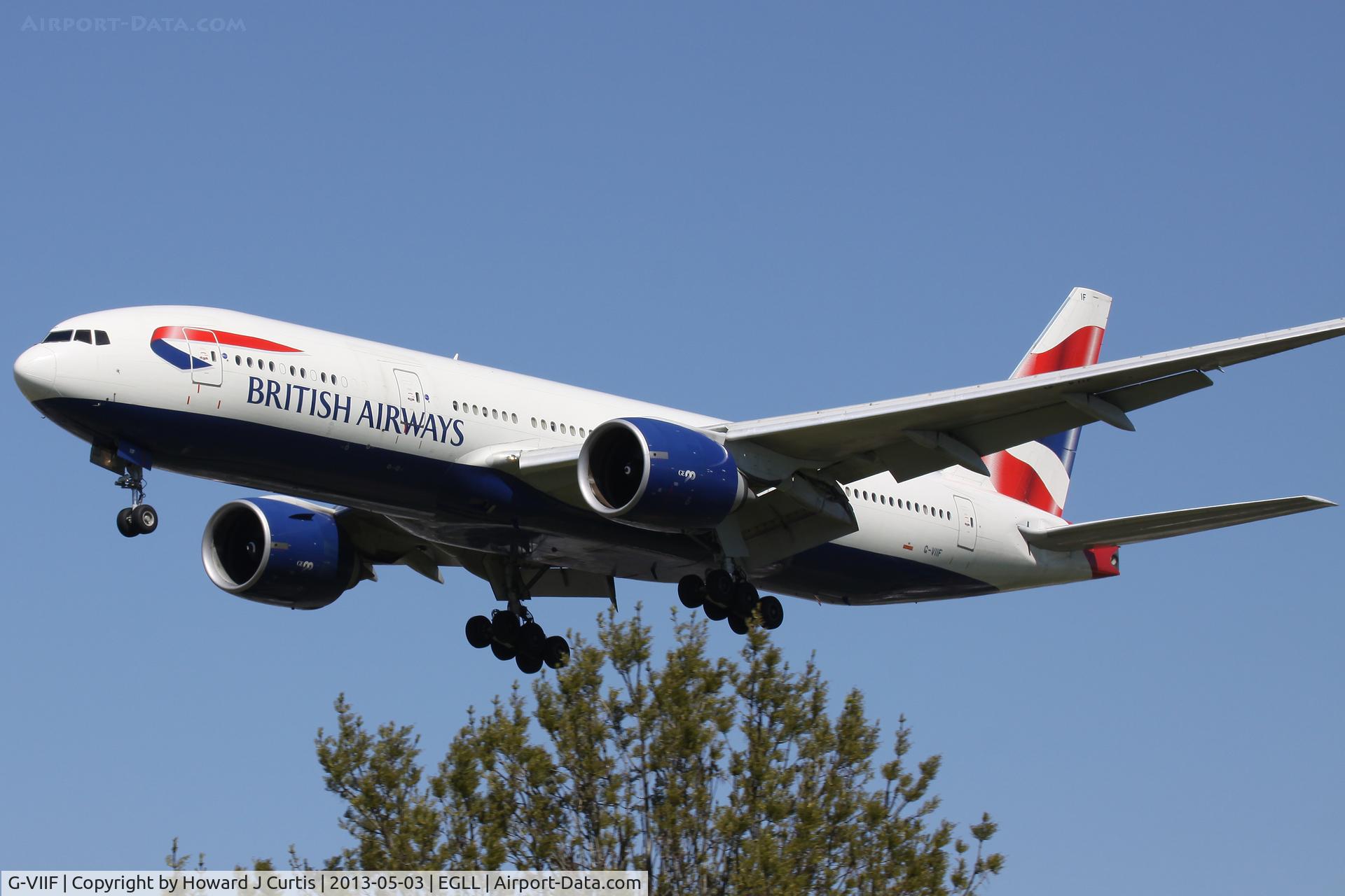 G-VIIF, 1997 Boeing 777-236 C/N 27488, British Airways, on approach to runway 27L.