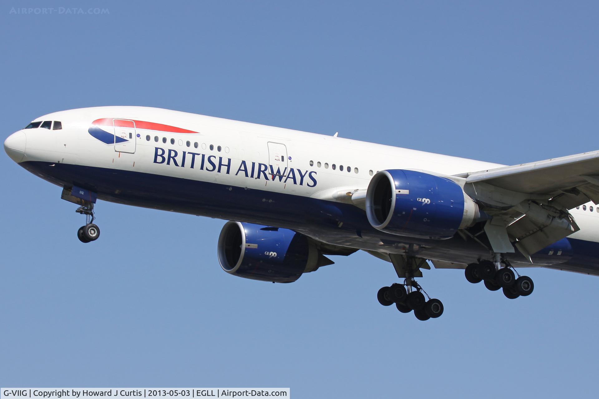 G-VIIG, 1997 Boeing 777-236/ER C/N 27489, British Airways, on approach to runway 27L.