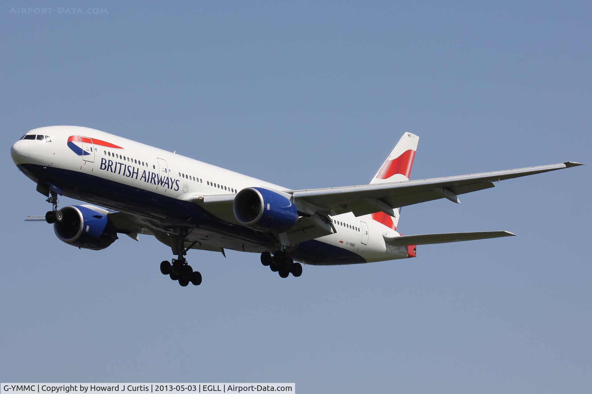 G-YMMC, 2000 Boeing 777-236 C/N 30304, British Airways, on approach to runway 27L.