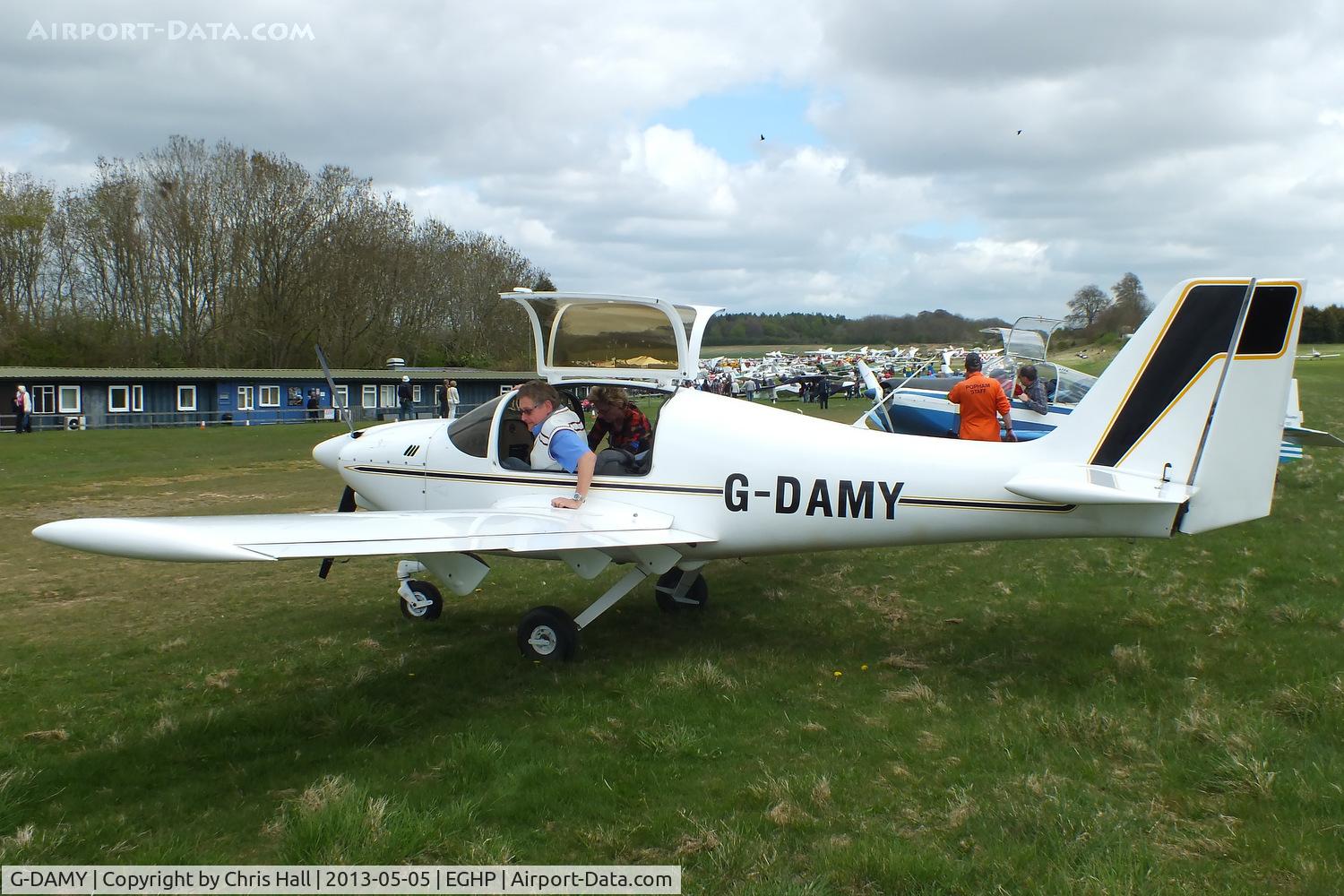 G-DAMY, 1996 Europa Tri Gear C/N PFA 247-12781, at the LAA Microlight Trade Fair, Popham