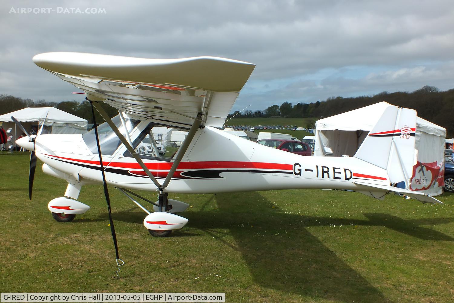 G-IRED, 2012 Comco Ikarus C42 FB100 Bravo C/N 1207-7210, at the LAA Microlight Trade Fair, Popham